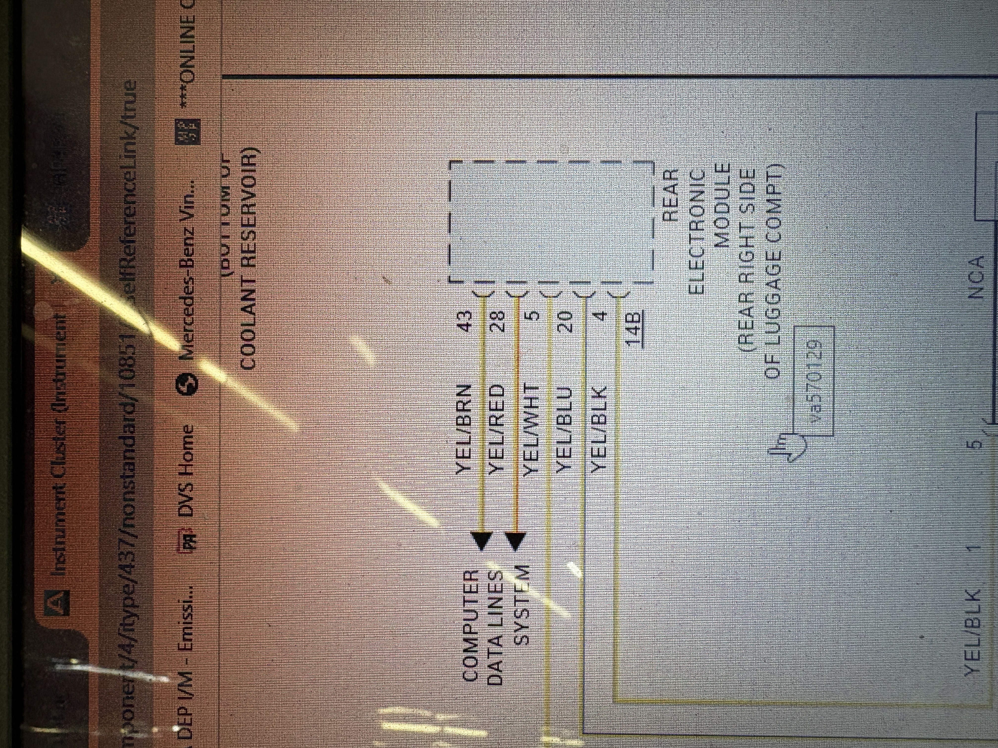 Mercedes factory wiring diagram on screen during diagnosis